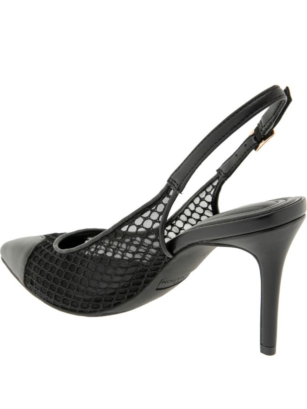 BCBGeneration Black Mesh Pointed Slingback Heels - Picture 2 of 8